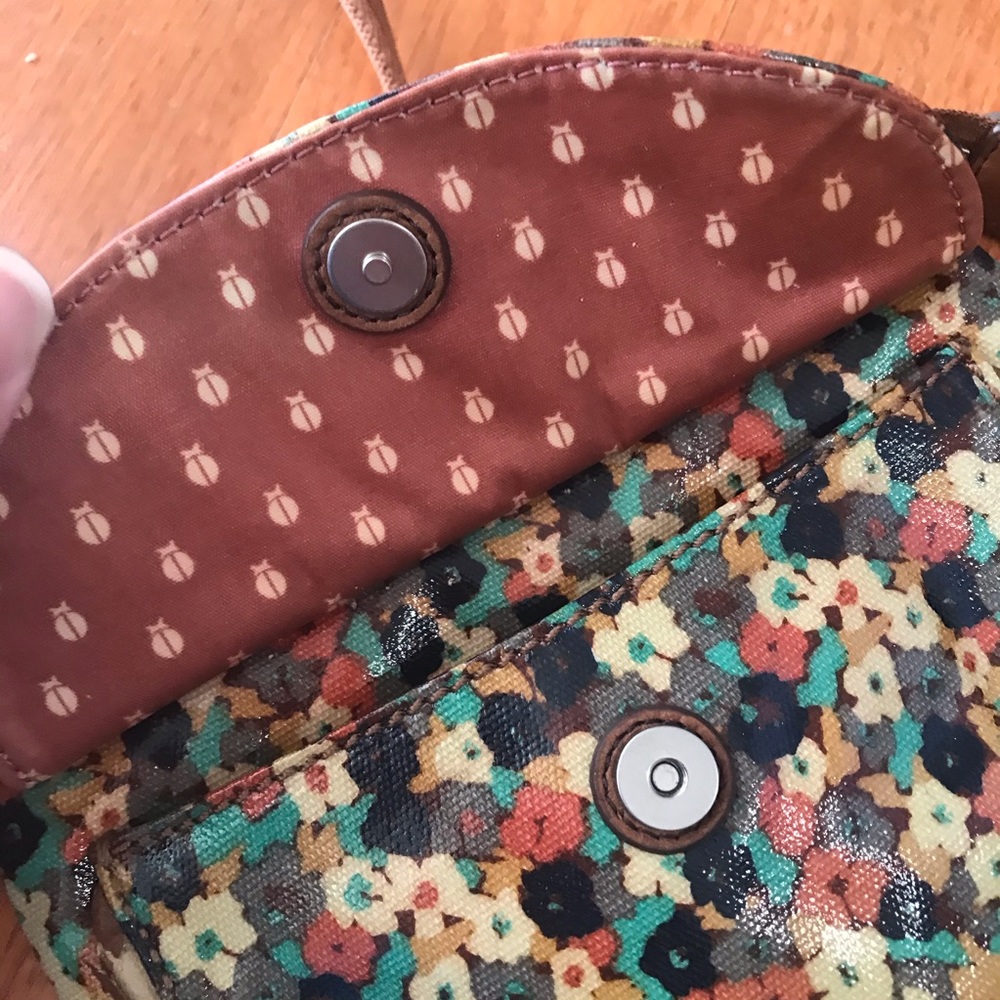 Vtg Fossil Key-Per Coated Canvas Crossbody Bag - image 5